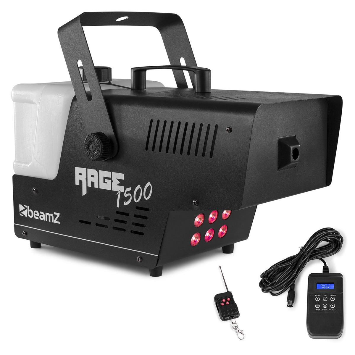 beamZ Rage1500LED Rookmachine – 1500W met RGB LED’s, DMX en 3.5L Tank