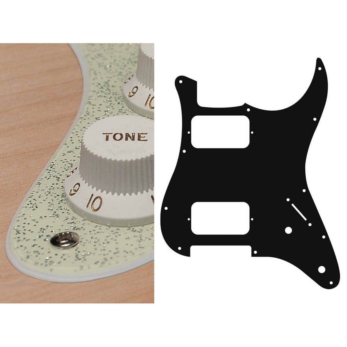 Boston ST-232-SCH pickguard, Stallion, HH, 2 pot holes, 3-5 switch, 2 ply, sparkling champagne