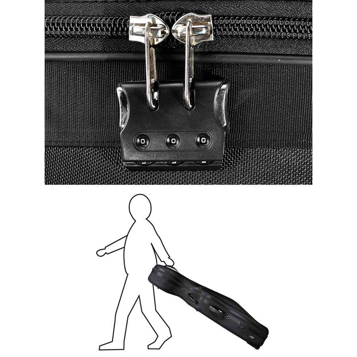 Leonardo CC-244-BK cellokoffer 4/4 gevormd zwart met wielen 5,3 kg