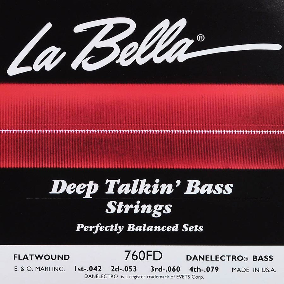 La Bella L-760FD snaren set elektrisch bass, stainless steel flatwound for Danelectro, 042-053-060-079