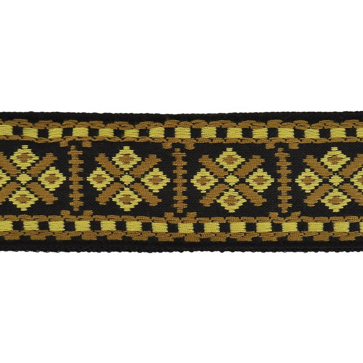 Gaucho GST-181-YE gitaarriem, 2" jacquard geweven, leren slips, geel