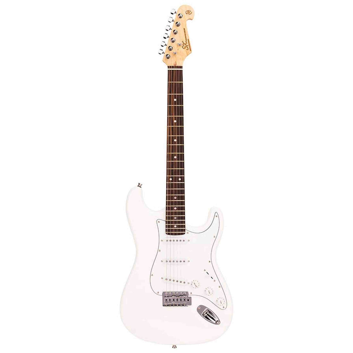 SX ED1/WT elektrische gitaar – 3 single coil pickups, vintage tremolo, wit + tas