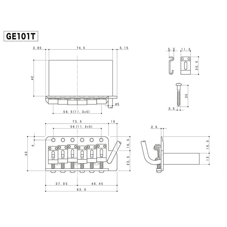 Gotoh GE101T Tremolo Systeem met Verchroomde Afwerking