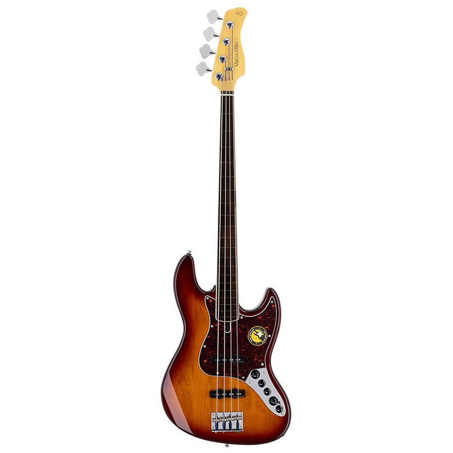 Sire V7+ A4F/TS Marcus Miller 2nd Gen fretless 4-snarige basgitaar Tobacco Sunburst