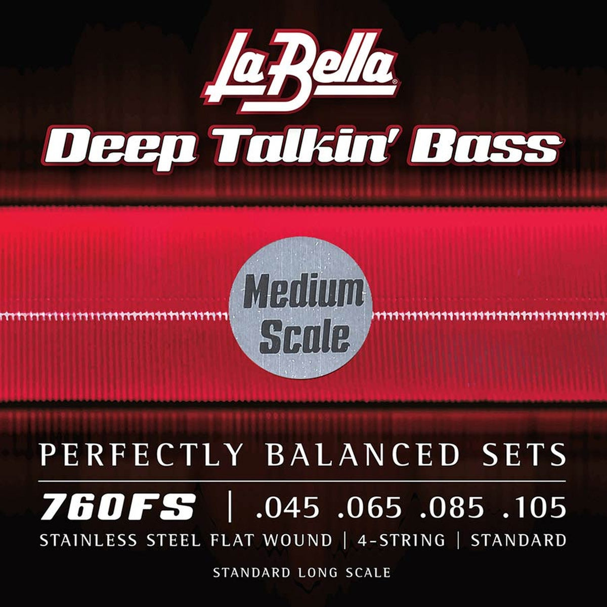 La Bella L-760FS-M snaren set elektrisch bass, stainless steel flatwound, 045-065-085-105, medium scale