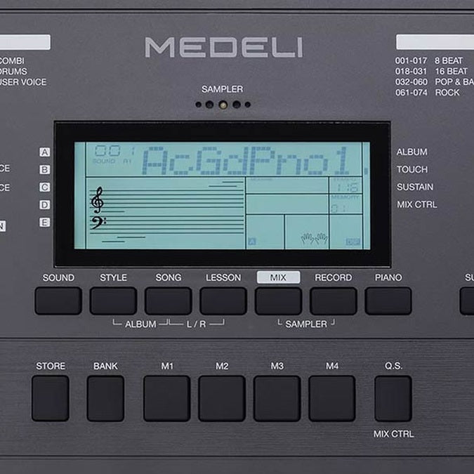 Medeli MK401 Keyboard – 61 Aanslaggevoelige Toetsen met Sampler en 600 Klanken