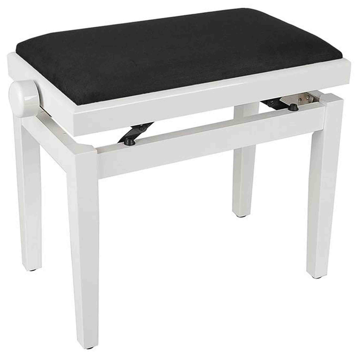 Boston PB1/3020 pianobank – verstelbare zitting, hoogglans wit met velours bekleding