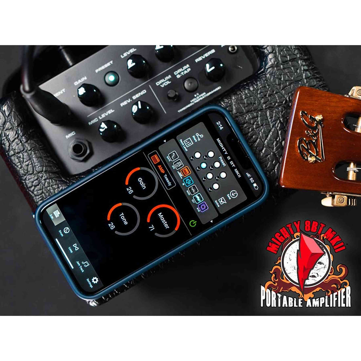 EKO DV300 Double Cut Elektrische Gitaar Set Rood + NUX Mighty-8 MK2 Versterker