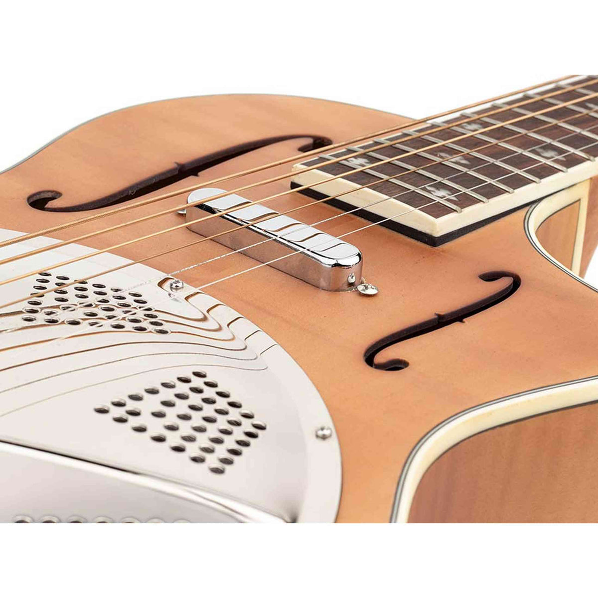 Royall BB14CSC/FL Bantam Blazer SC Resonator 14-Fret – Flamed Maple, Parlor, Lipstick PU, Softcase