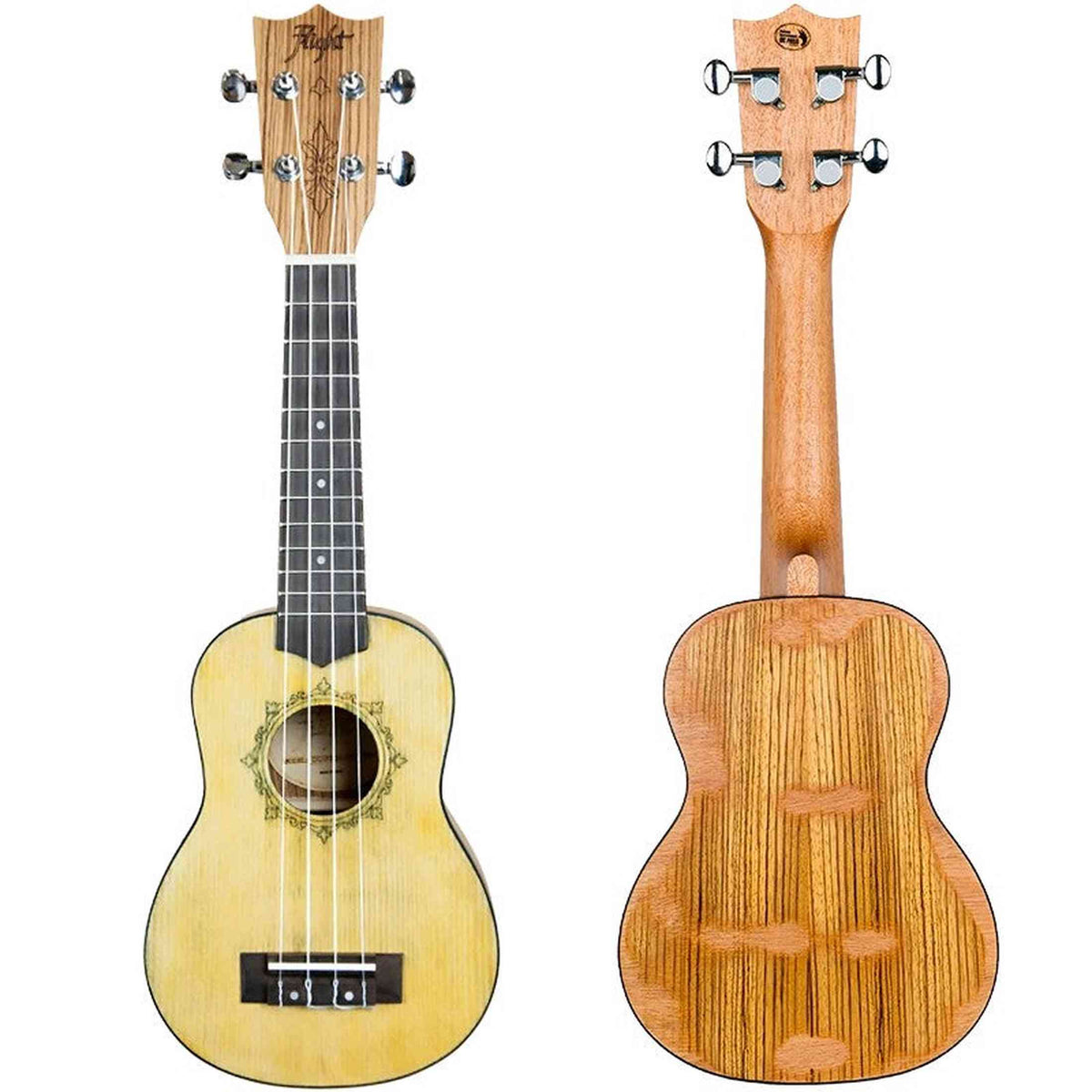 Flight DUS330 RELIC Soprano Ukulele met Distressed Spruce Top, Zebrawood Body en Aquila Super Nylgut Snaren