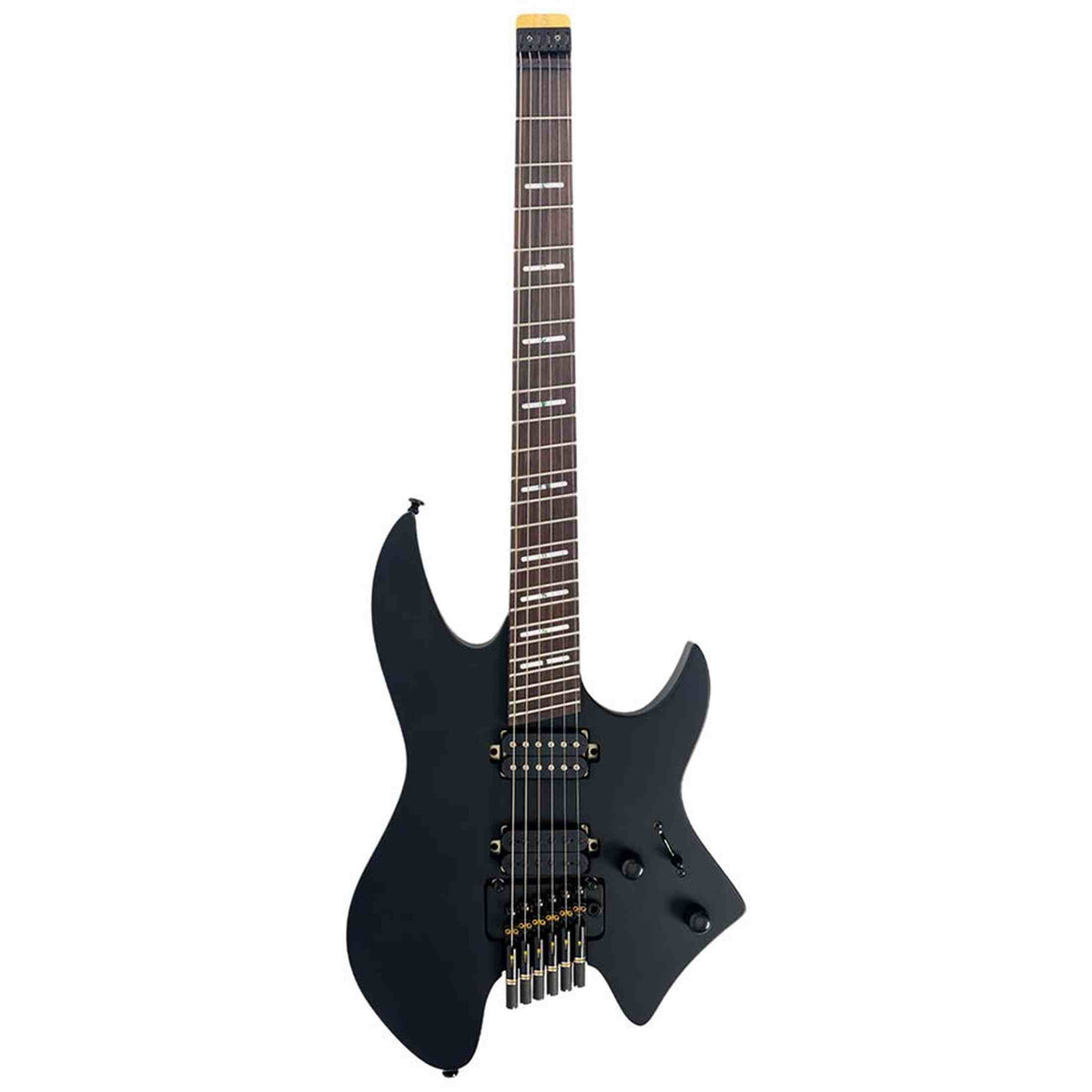 Sire X6H6/BKS elektrische gitaar – Headless, mahonie met maple top, Black Satin, HH-configuratie, stainless frets, met gigbag