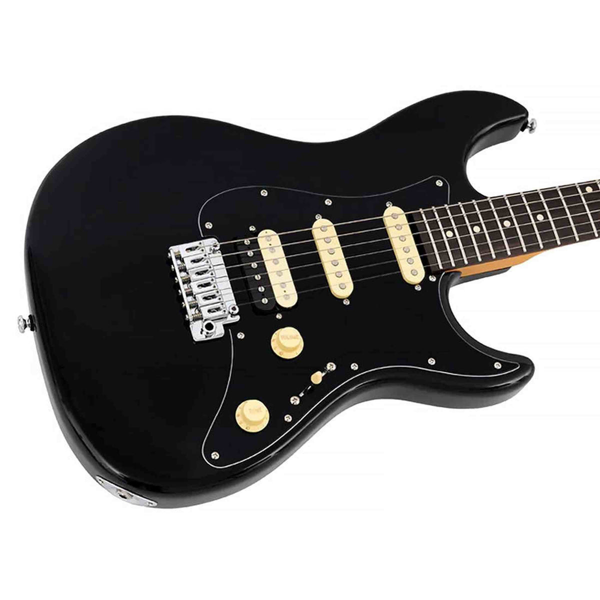 Sire S3N HSS/BK New Gen Larry Carlton elektrische gitaar – S-Style, zwart, HSS-configuratie, stainless steel frets
