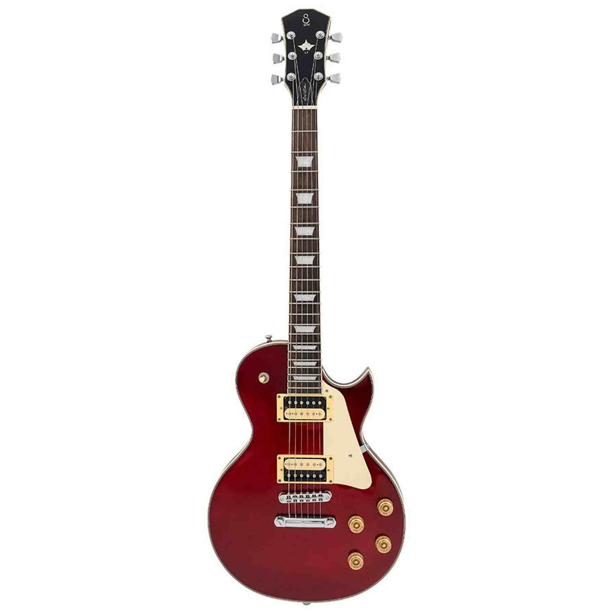 Sire L7N/CAR elektrische gitaar – L-Style, mahonie met maple top, Candy Apple Red, HH-configuratie, stainless frets, locking tuners