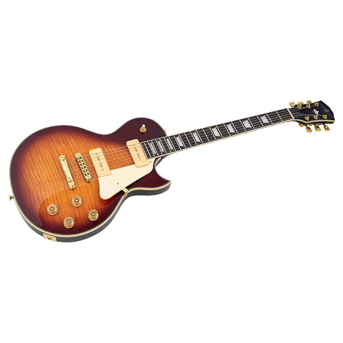Sire L7VN/TS elektrische gitaar – L-Style, mahonie met flamed maple top, Tobacco Sunburst, P90 pickups, stainless frets, locking tuners