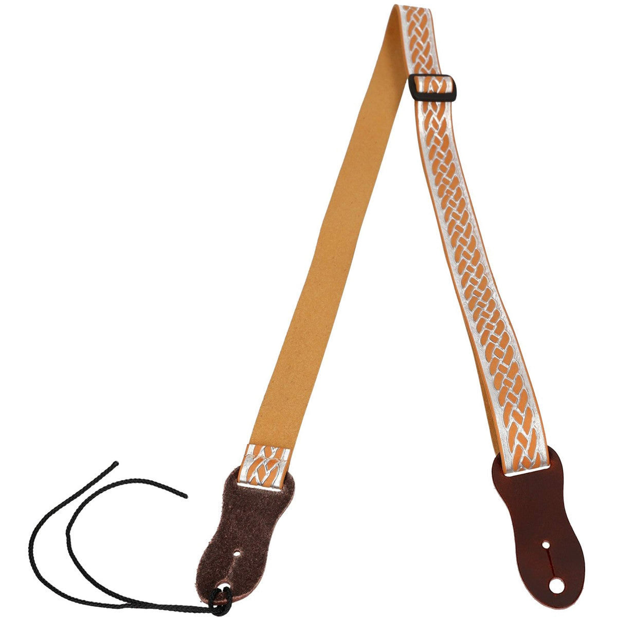 Flight S46 Silver Ukulele Strap Vegan Nubuck met Gevlochten Patroon en Headstock Tie