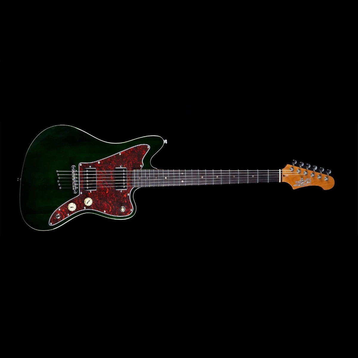 JET JJ-350 GR R Offset Elektrische Gitaar HH Rosewood Toets Hardtail Groen