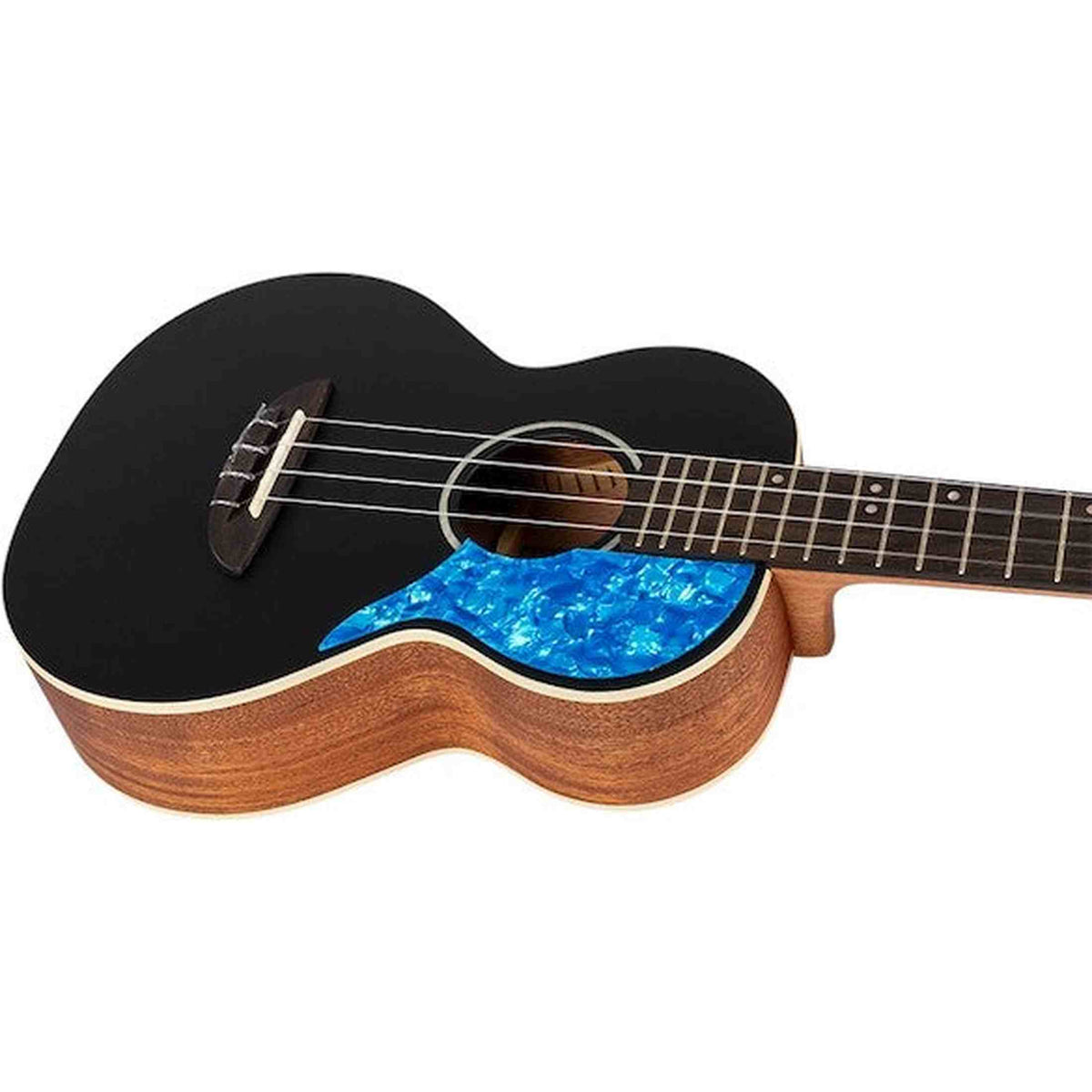 Flight Iris Tenor BK Ukulele met Solid Spruce Top, Mahogany Body en Zwarte Afwerking