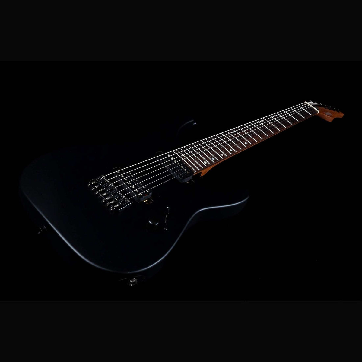 JET JS-507 BK Stygian 7-snarige S-style Elektrische Gitaar HH Vaste Brug Rosewood Toets Satijn Zwart