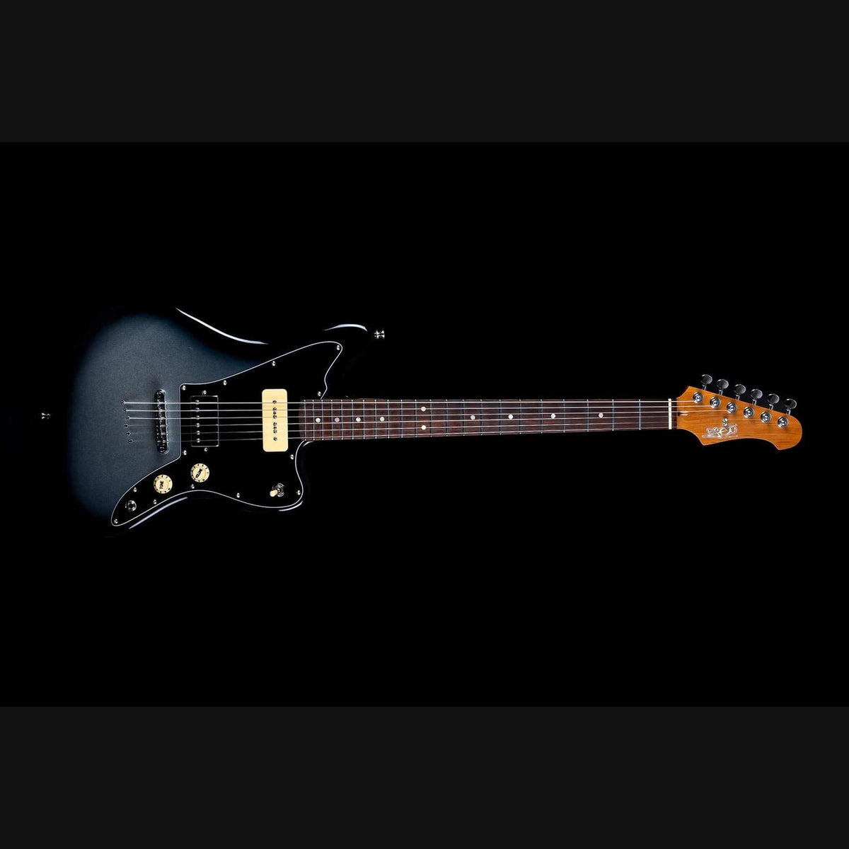 JET JJ-350 Baritone Moonburst Offset Elektrische Gitaar H + P90 Baritone 27 inch Rosewood Toets
