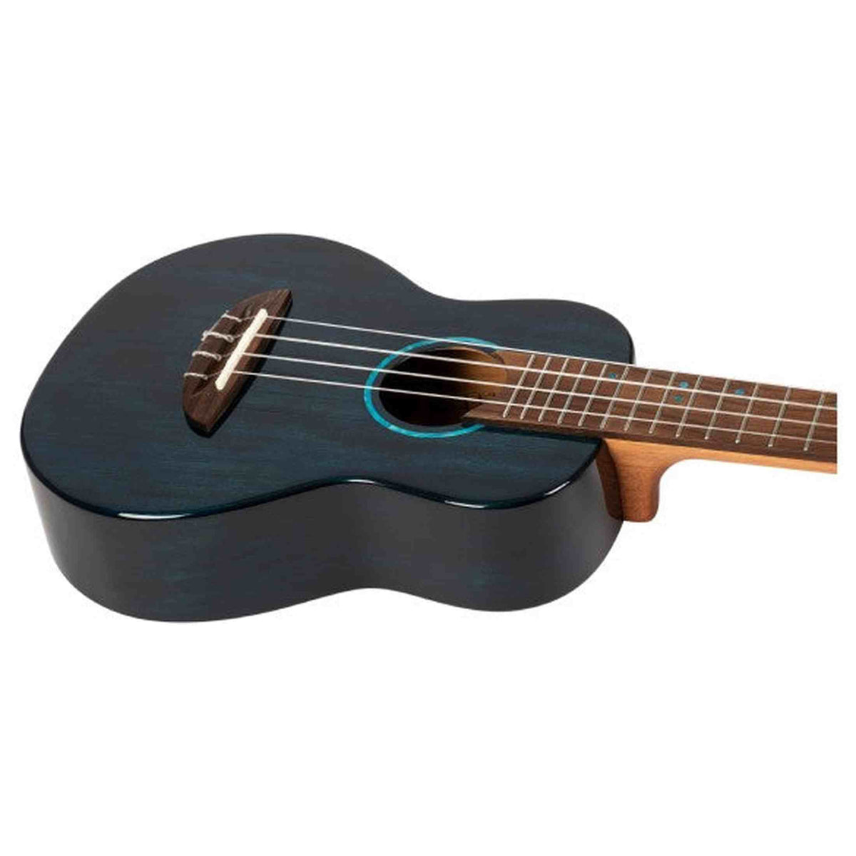 Flight Iris Tinta Concert TDB Ukulele met All Solid Mahogany Body, Rosewood Toets en Fluorocarbon Snaren, Transparent Blue