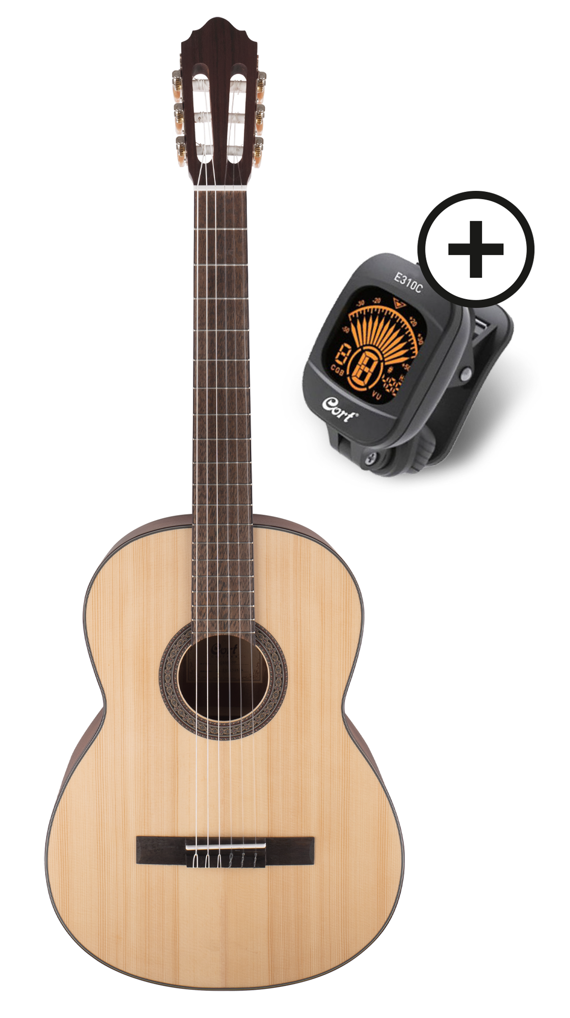 CORT AC200 OP3TU Pakket Klassieke gitaar AC200 Open Pore met Tuner E310C