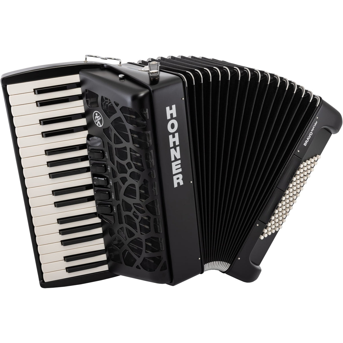 HOHNER A166103 Bravo III 72 Accordeon Night Black – 34 toetsen, 72 bassen, Silent Key, met gigbag en draagriem