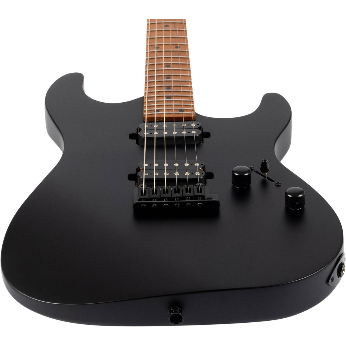 JET JS-500 MBK S-style Elektrische Gitaar HH Wilkinson Tremolo Roasted Maple Toets Mat Zwart