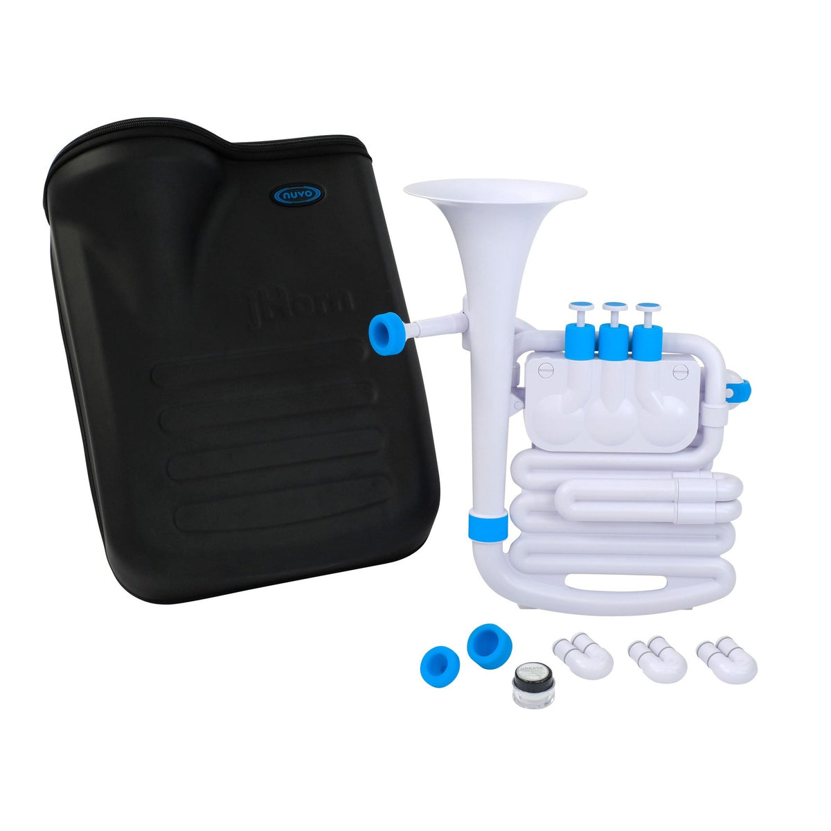 NUVO jHorn wit-blauw kinder blaasinstrument in Bb met draaiventielen en 720 gram