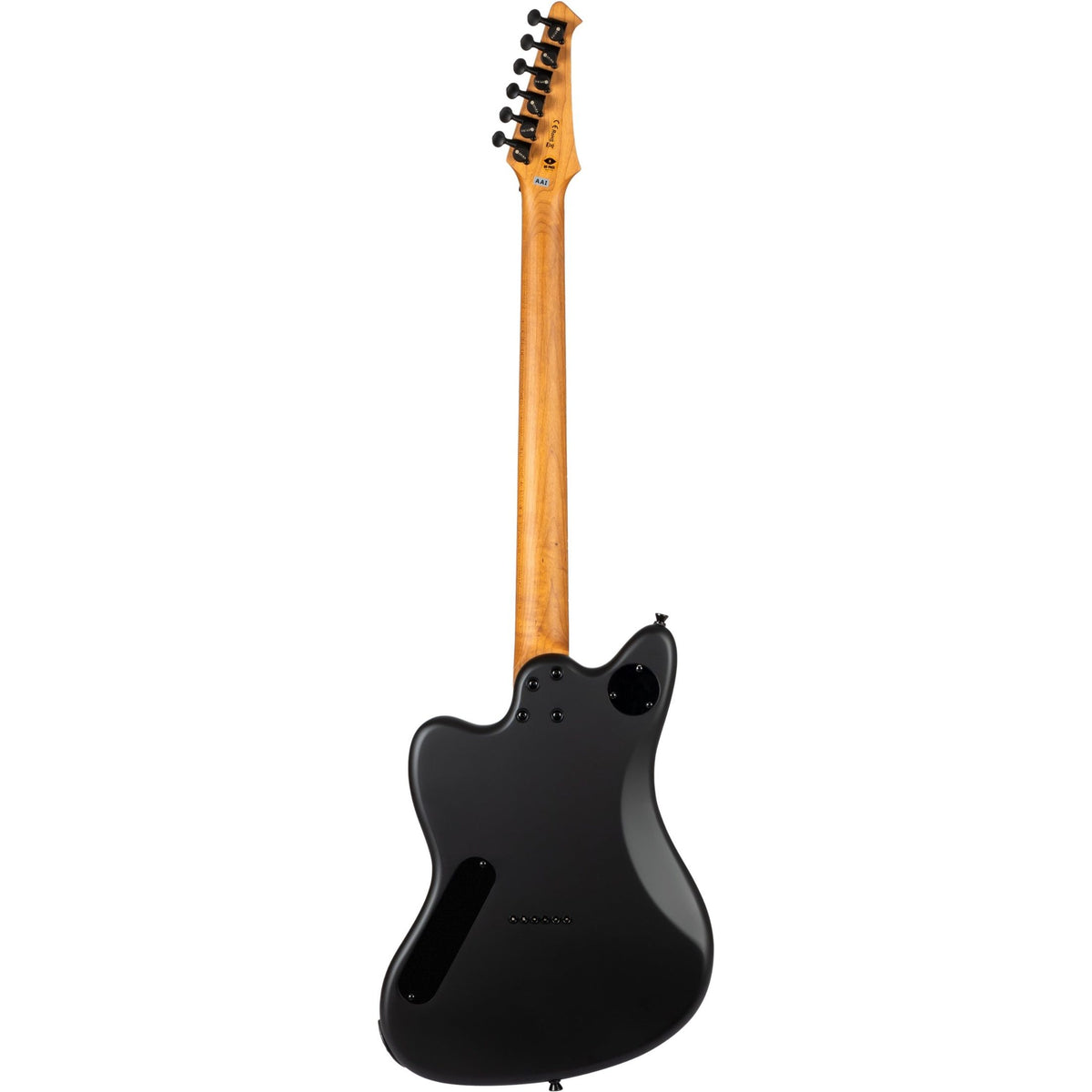 Spira J-400 MBK Baritone Offset Elektrische Gitaar HH Villain Humbuckers 27 Inch Roasted Poplar Satin Black