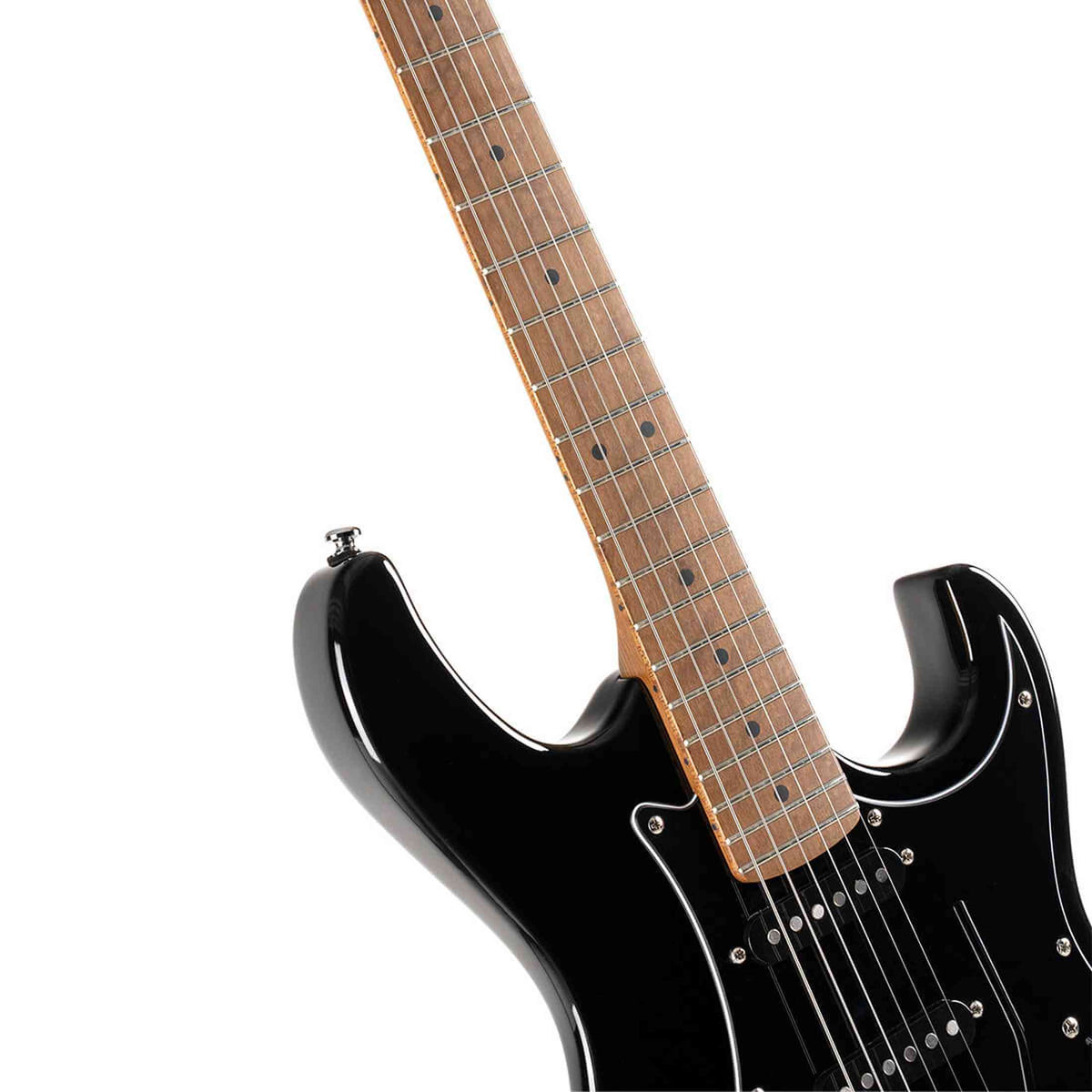 Cort G250SE BK Elektrische Gitaar HSS Linden Roasted Maple Zwart met 2-Punts Tremolo