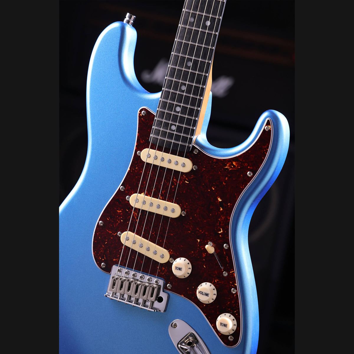Patina PS-3 LPB S-style Elektrische Gitaar SSS Alnico V Nitro Paulownia Body Roasted Maple Hals Lake Placid Blue