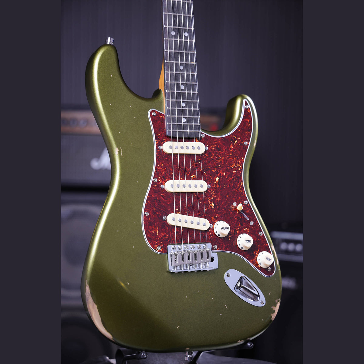 Patina PS-6 SGR R S-style Elektrische Gitaar SSS Alnico V Nitro Relic Paulownia Body Roasted Maple Hals Sherwood Green