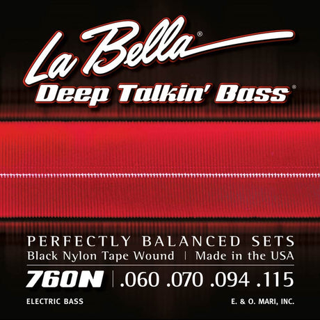 La Bella L-760N snaren set elektrisch bass, black nylon tape wound, 060-070-094-115 longscale