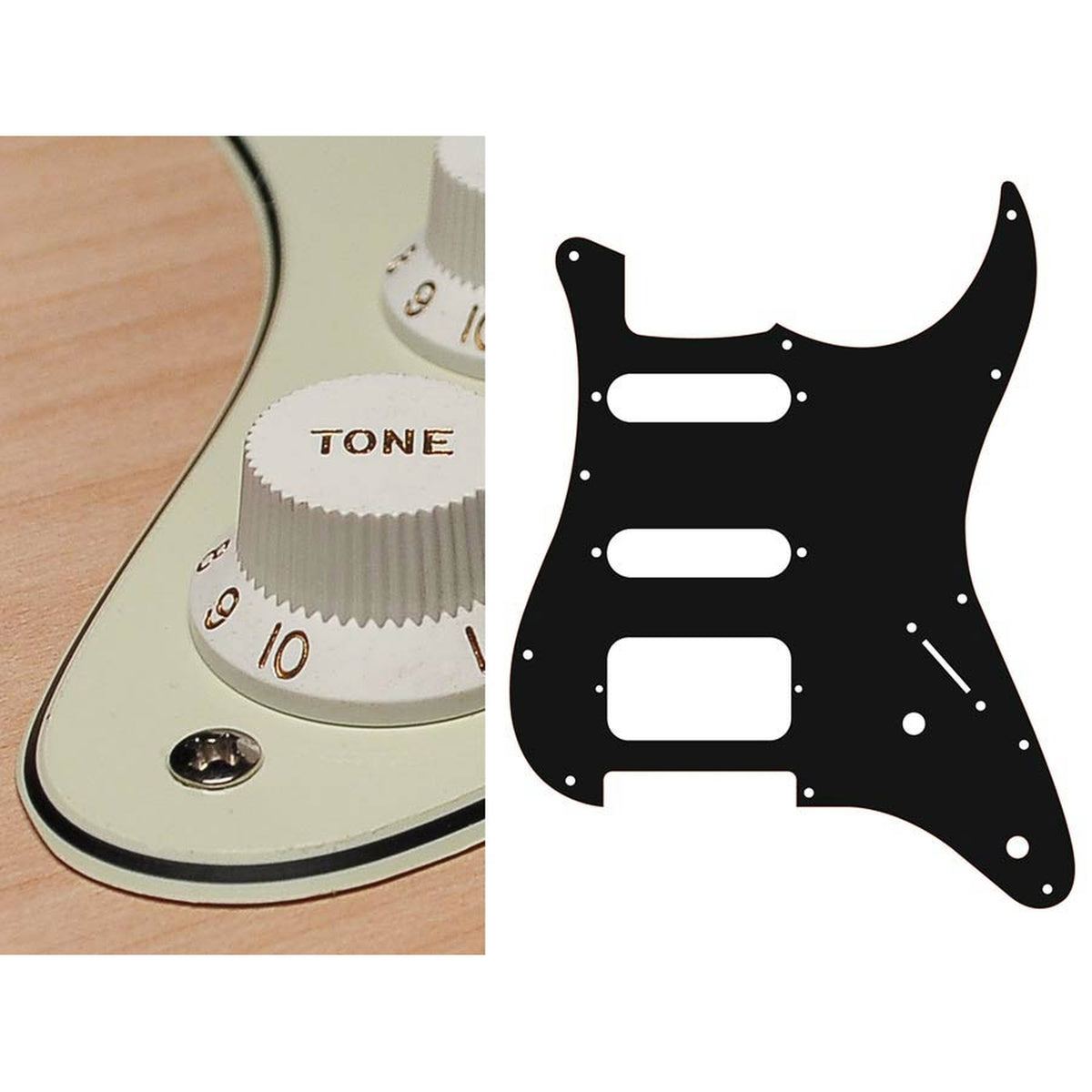 Boston ST-322-M pickguard, Stallion, SSH, 2 pot holes, 3-5 switch, 3 ply, mint green