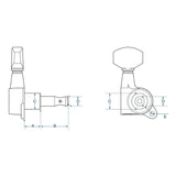 Boston 194-CLR Locking stemmechanieken voor gitaar, die cast 3L3R, chroom, low gearing 19:1