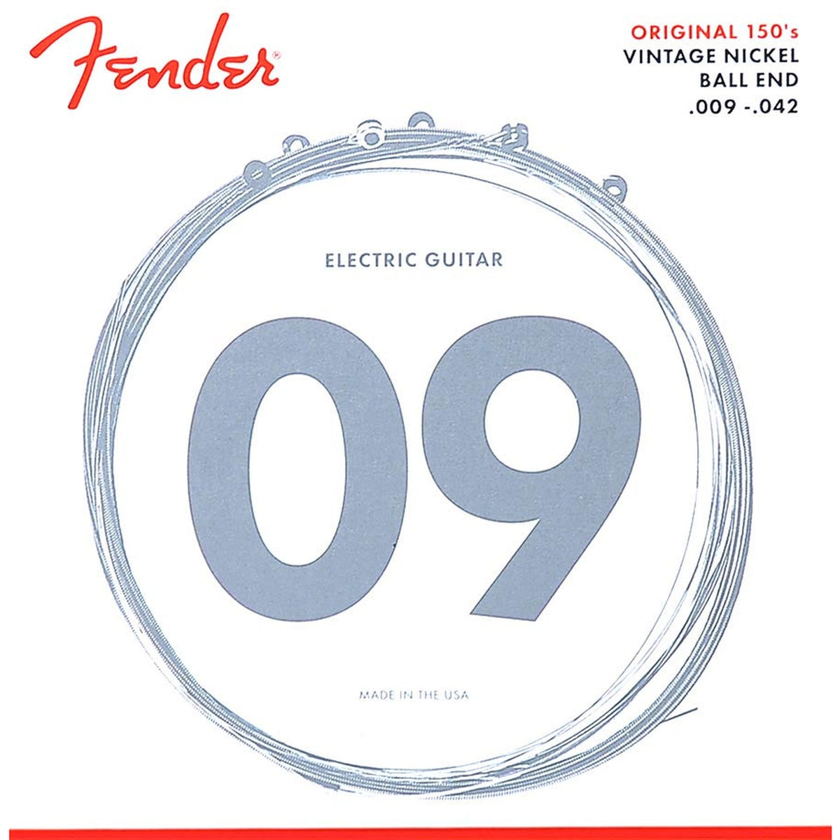 Fender F-150L snaren set elektrisch, pure nickel, light, 009-011-016-024-032-042