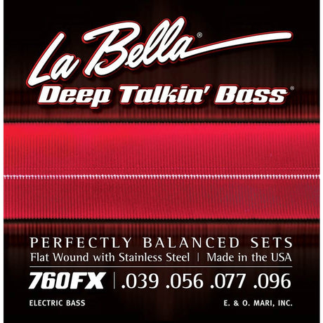 La Bella L-760FX snaren set elektrisch bass, stainless steel flatwound, extra light, 039-056-077-096