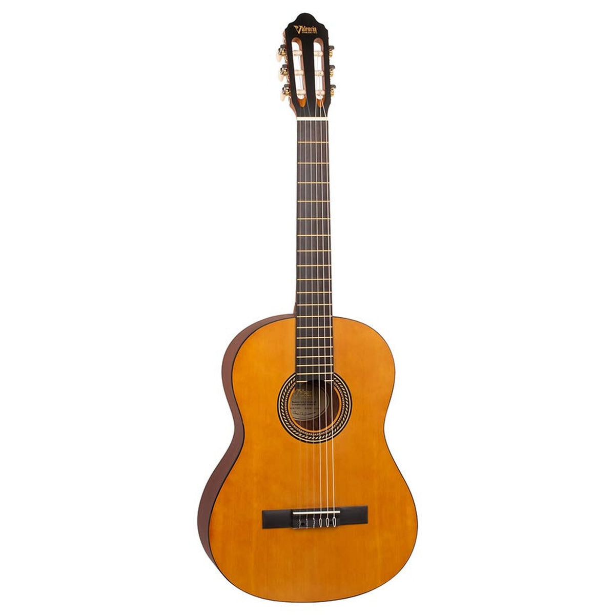 Valencia VC204L klassieke gitaar 4/4 linkshandig, sitka sparren top, nato zij- & achterblad, satin finish antiek