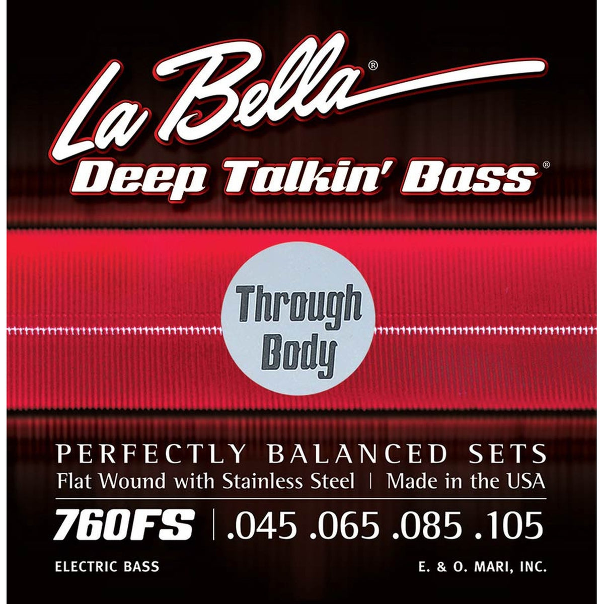 La Bella L-760FSTB snaren set elektrisch bass, stainless steel flatwound, standard, 045-065-085, thru-body