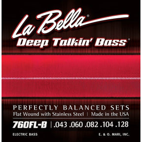 La Bella L-760FLB snaren set elektrisch bass, stainless steel flatwound, light, 043-060-082-104-128