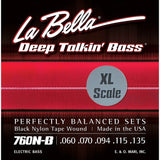 La Bella L-760NBXL snaren set elektrisch bass, black nylon tape wound, 060-070-094-115-135, extra long scale