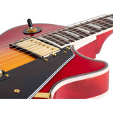 SX EH3-CS elektrische gitaar – LP Custom stijl, 2 humbuckers, mahonie/esdoorn, Cherry Sunburst + gouden hardware