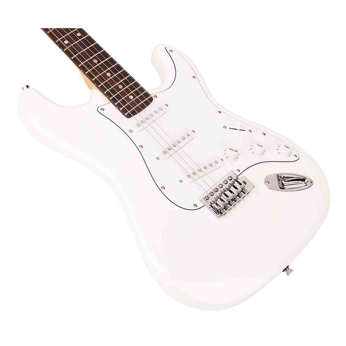 SX ED1/WT elektrische gitaar – 3 single coil pickups, vintage tremolo, wit + tas