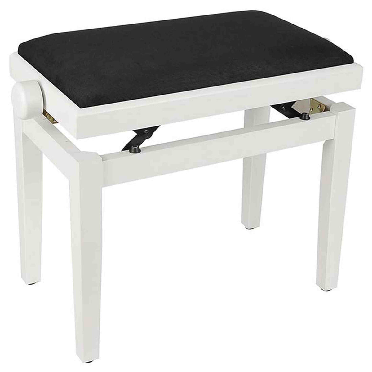 Boston PB1/3520 pianobank – verstelbare zitting, mat wit met zwarte velours bekleding