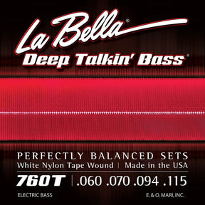 La Bella L-760T snaren set elektrisch bass, white nylon tape wound, standard, 060-070-094-115