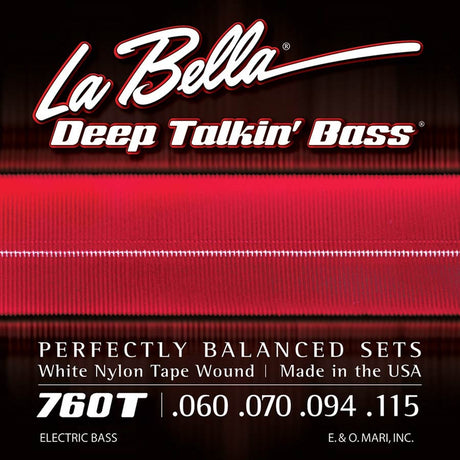La Bella L-760T snaren set elektrisch bass, white nylon tape wound, standard, 060-070-094-115