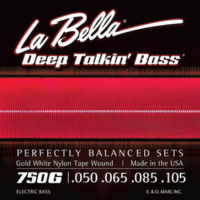 La Bella L-750G snaren set elektrisch bass, gold white nylon tape wound, light, 050-065-085-105