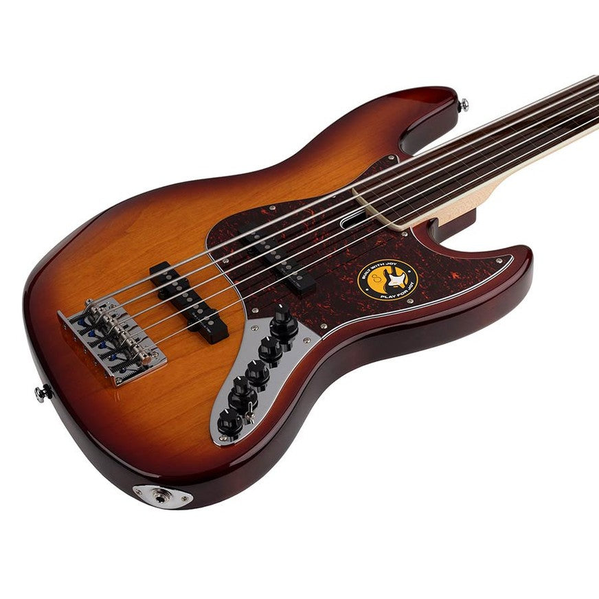 Sire V7+ A5F/TS Marcus Miller 2nd Gen fretless 5-snarige basgitaar Tobacco Sunburst