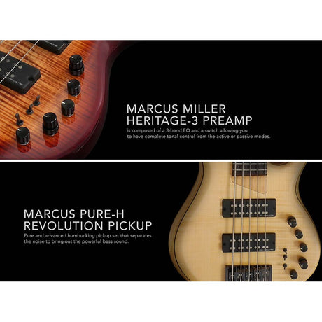 Sire M7+ A5/TBL Marcus Miller 5-Snarige Basgitaar Transparent Blue