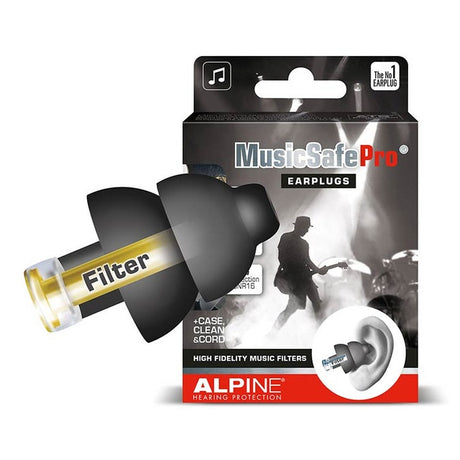 Alpine ALP-MSP-BK MusicSafe Pro Oordoppen – High-Fidelity Gehoorbescherming voor Muzikanten, Zwart
